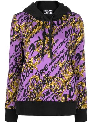 Versace Jeans Couture Garland logo-print drawstring hoodie - Purple