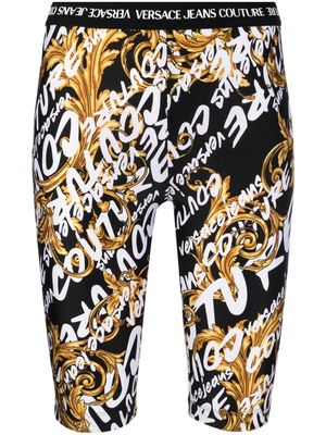Versace Jeans Couture Garland logo-print knee-length shorts - Black