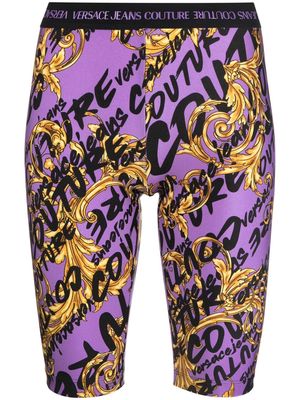 Versace Jeans Couture Garland logo-print knee-length shorts - Purple
