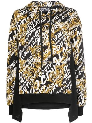 Versace Jeans Couture Garland logo-print panelled hoodie - Black