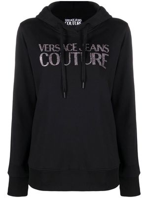 Versace Jeans Couture glitter-logo cotton hoodie - Black