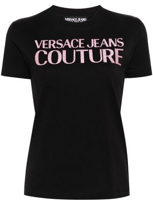 Versace Jeans Couture glittered-logo cotton T-shirt - Black