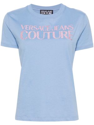 Versace Jeans Couture glittered-logo cotton T-shirt - Blue