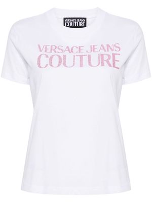 Versace Jeans Couture glittered-logo cotton T-shirt - White