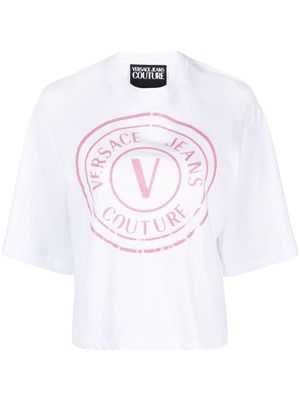 Versace Jeans Couture glittered logo-print cotton T-shirt - White