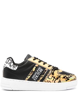 Versace Jeans Couture graffiti-print leather sneakers - Black