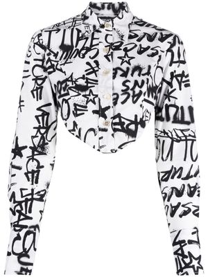 Versace Jeans Couture graffiti-print open-back shirt - White