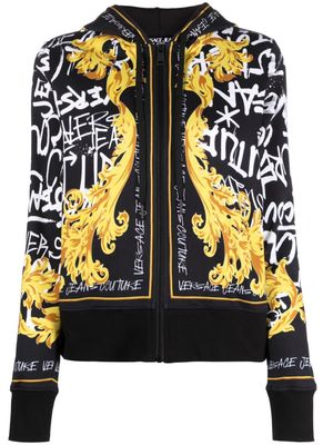 Versace Jeans Couture graffiti-print zip-up hoodie - Black