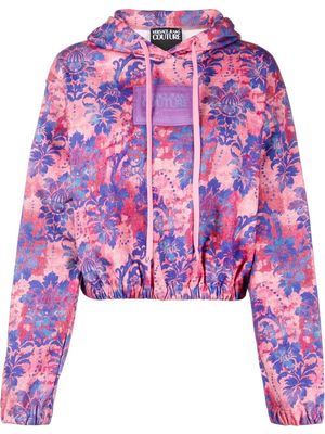 Versace Jeans Couture graphic-print cropped hoodie - Pink