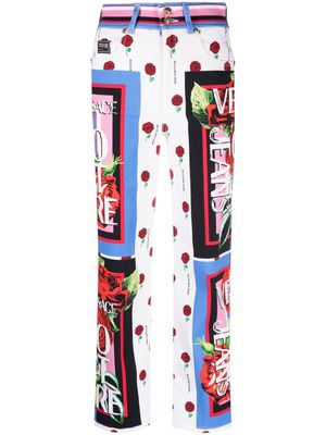 Versace Jeans Couture graphic-print denim jeans - White