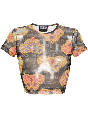 Versace Jeans Couture Heart Couture-print crop top - Black