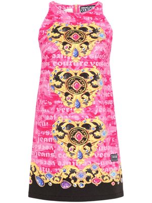 Versace Jeans Couture Heart-Couture-print denim mini dress - Pink