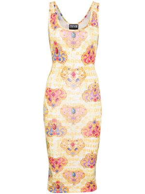 Versace Jeans Couture Heart-Couture-print jersey dress - Gold