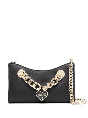 Versace Jeans Couture heart enamelled-logo chain shoulder bag - Black