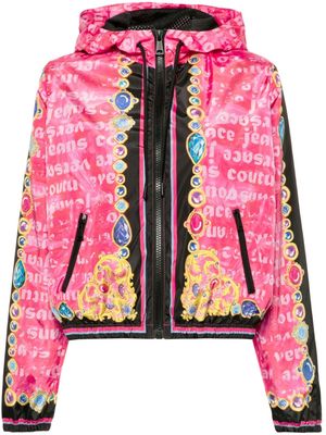 Versace Jeans Couture Heart-print hooded windbreaker - Pink