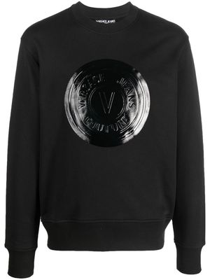 Versace Jeans Couture high-shine logo-detail sweatshirt - Black