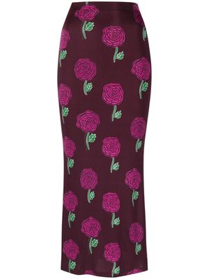 Versace Jeans Couture high-waisted floral-print skirt - Purple