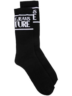Versace Jeans Couture intarsia knit-logo cotton socks - Black