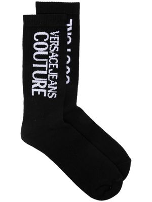 Versace Jeans Couture intarsia-knit logo crew socks - Black