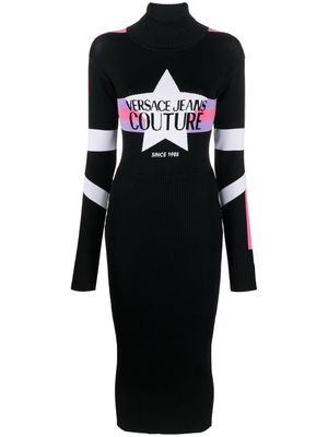 Versace Jeans Couture intarsia-knit logo jumper dress - Black
