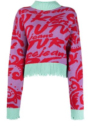 Versace Jeans Couture intarsia-knit logo jumper - Pink