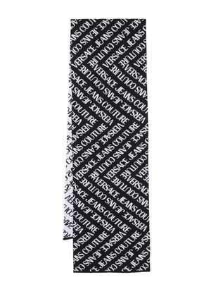 Versace Jeans Couture intarsia-knit logo rectangular scarf - Black