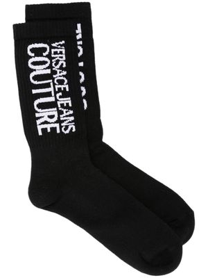 Versace Jeans Couture intarsia-knit logo stretch-cotton socks - Black