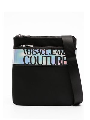 Versace Jeans Couture iridescent logo-jacquard messenger bag - Black