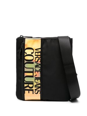 Versace Jeans Couture iridescent logo-tape messenger bag - Black