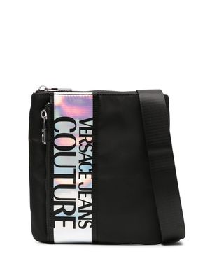 Versace Jeans Couture iridescent-trim padded messenger bag - Black