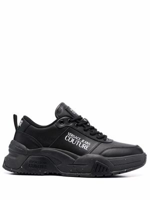 Versace Jeans Couture leather logo print sneakers - Black