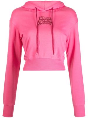 Versace Jeans Couture logo-appliqué cotton hoodie - Pink