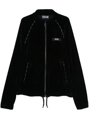 Versace Jeans Couture logo-appliqué velour jacket - Black