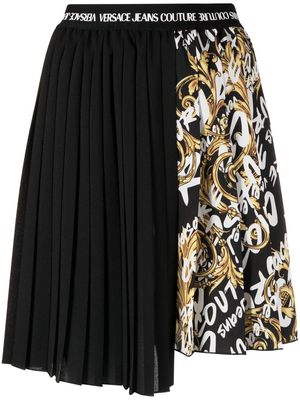Versace Jeans Couture Logo Brush pleated skirt - Black