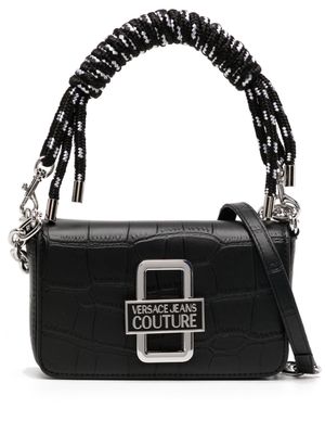 Versace Jeans Couture logo-buckle crocodile-effect crossbody bag - Black
