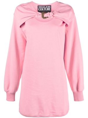 Versace Jeans Couture logo-buckle cut-out sweatshirt dress - Pink