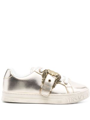 Versace Jeans Couture logo-buckle leather sneakers - Gold