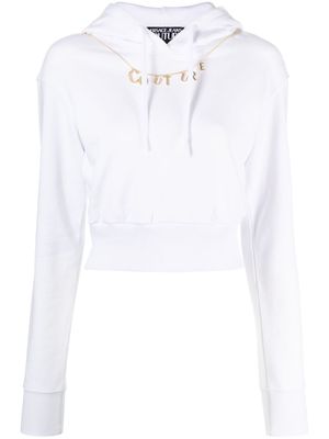 Versace Jeans Couture logo-charm cropped hoodie - White