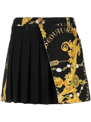 Versace Jeans Couture Logo Couture pleated denim skirt - Black