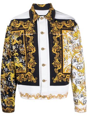 Versace Jeans Couture logo-couture print denim jacket - White