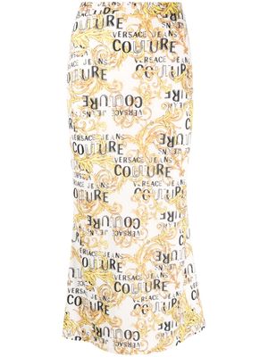 Versace Jeans Couture Logo Couture-print midi skirt - White