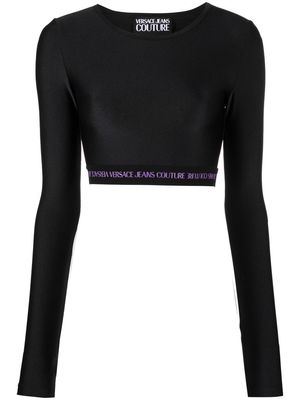 Versace Jeans Couture logo cropped top - Black