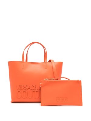 Versace Jeans Couture logo-embossed faux-leather tote bag - Orange