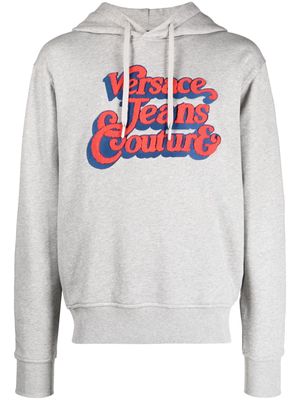Versace Jeans Couture logo-embossed mélange-effect hoodie - Grey
