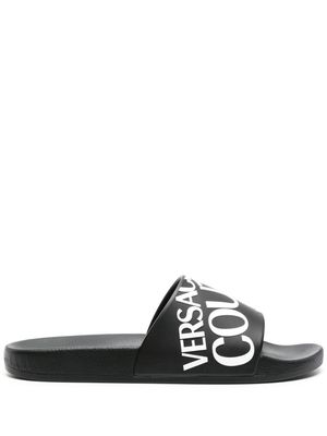 Versace Jeans Couture logo-embossed moulded-footbed slides - Black