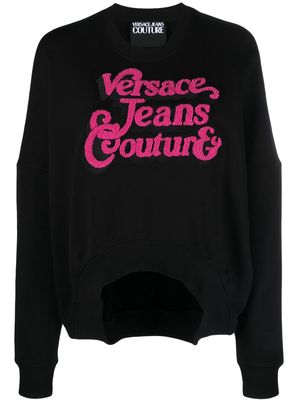 Versace Jeans Couture logo-embroidered cotton jumper - Black