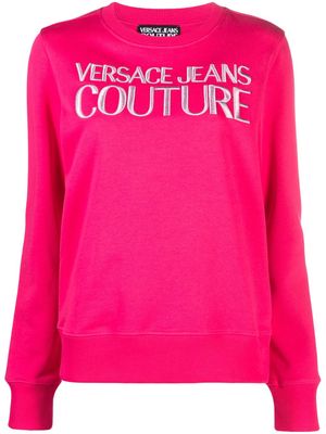 Versace Jeans Couture logo-embroidered cotton sweatshirt - Pink