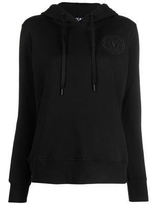 Versace Jeans Couture logo-embroidered drawstring hoodie - Black
