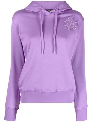 Versace Jeans Couture logo-embroidered drawstring hoodie - Purple