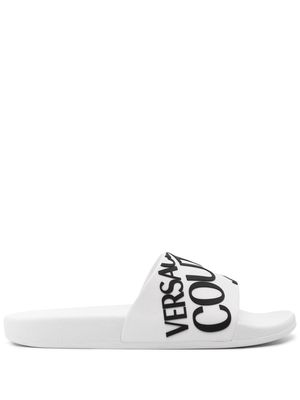 Versace Jeans Couture logo-embroidered slides - White